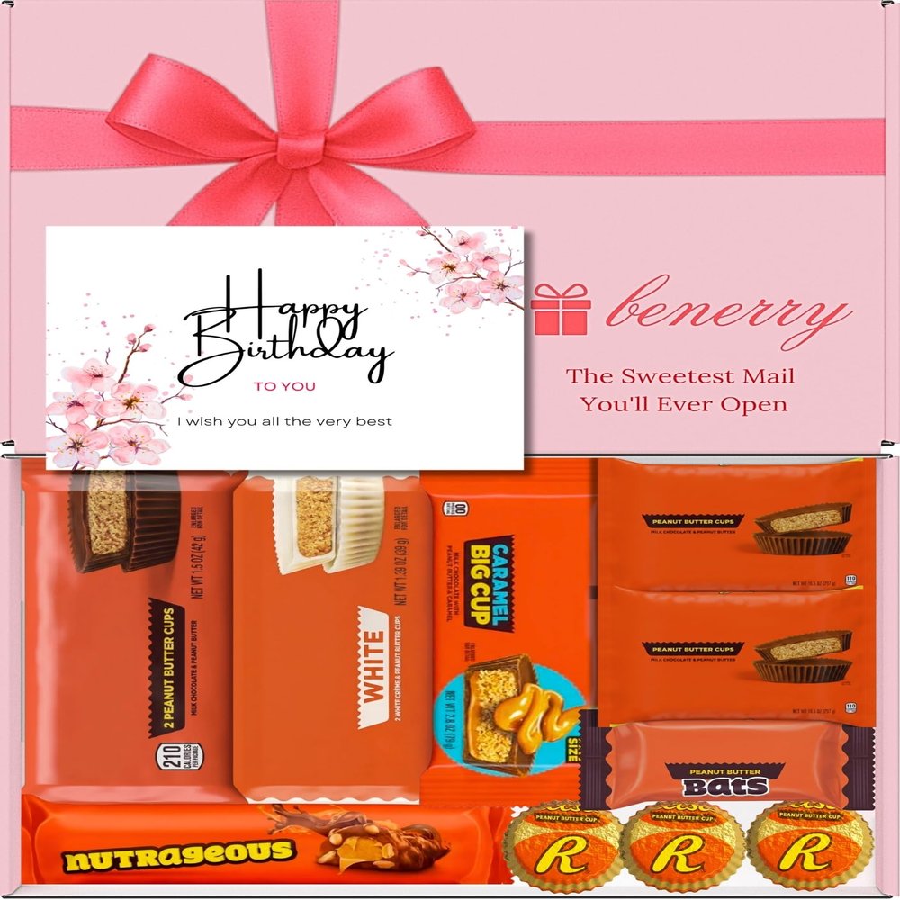 Benerry Chocolate Gift Box Hamper - 10 Treats Birthday Gift - Peanut Butter Sweet Box of Chocolates