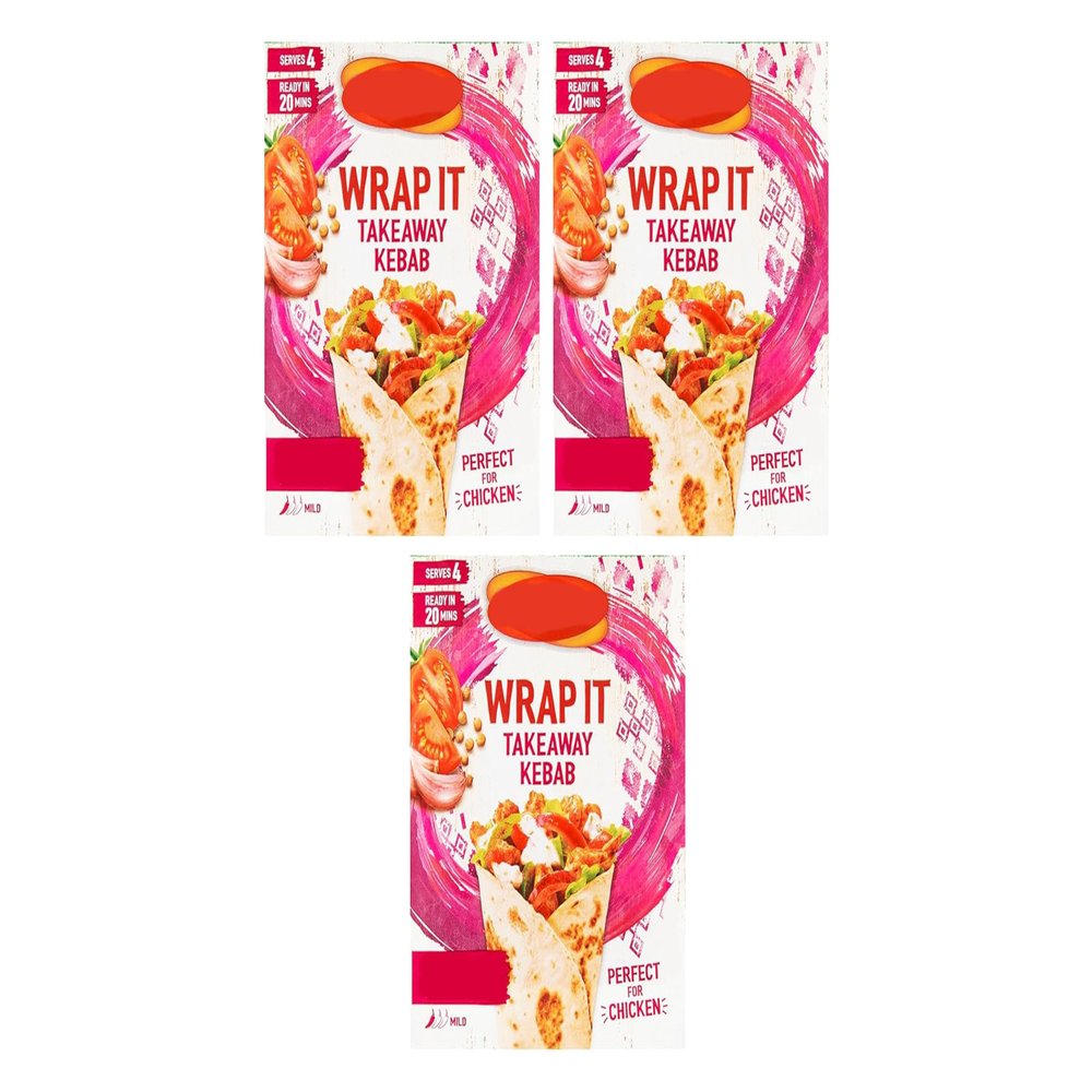 Wrap It Takeaway Kebab Recipe Mix, 30g, No Artificial Colours or Flavourings, Suitable for Vegans, Pack of 3