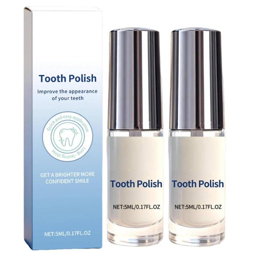 Tooth Polish, Tooth Paint, Teeth Whitening Paint, Instant Teeth Stain Removal, Brighting and Polish Teeth in Minutes, Gentle Formula, Easy to Use (2PC)