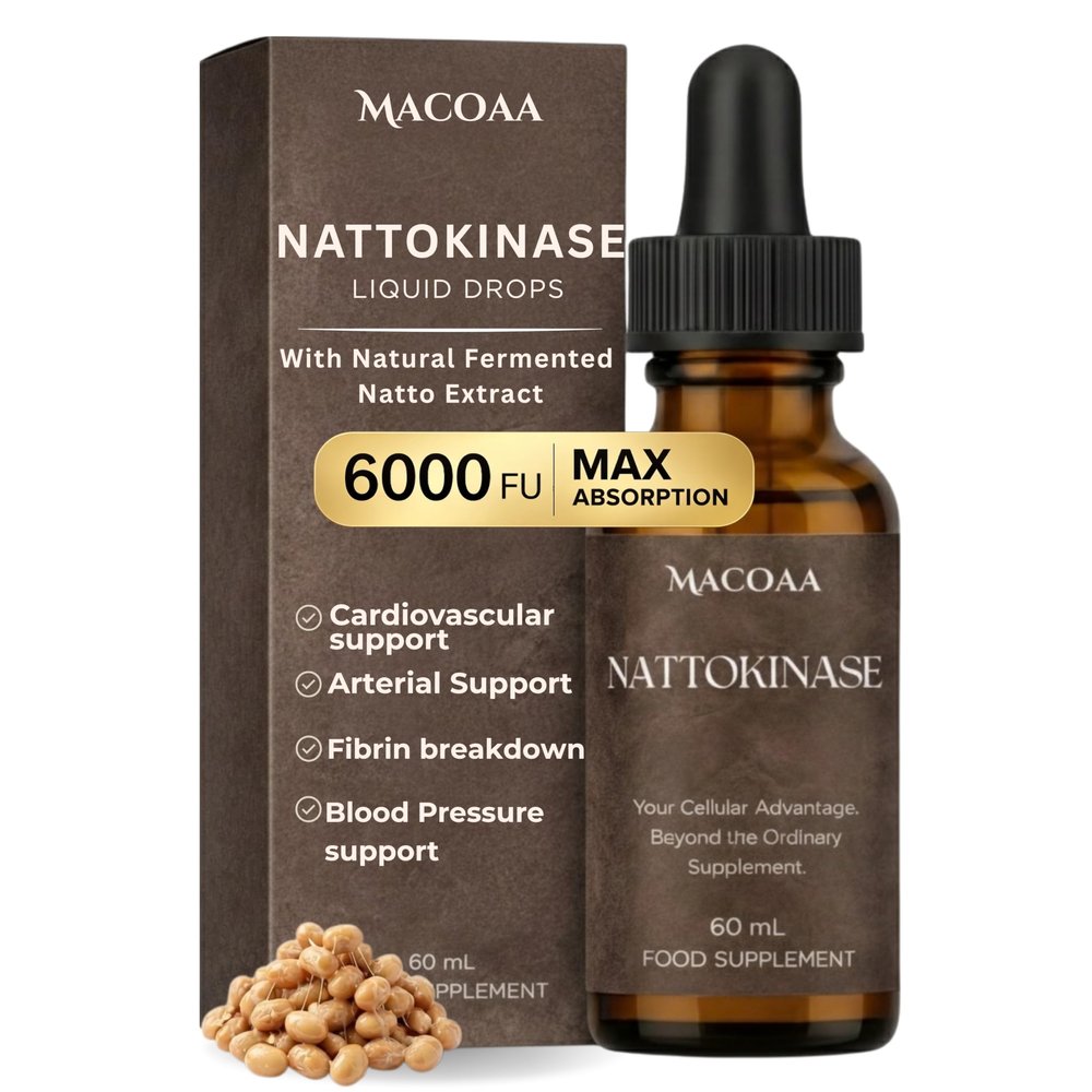 Nattokinase Liquid Drops 400mg, High Strength 98% Absorption, Natural Fermented Natto Enzyme Supplement, Supports Healthy Blood Pressure & Circulation, 60ml