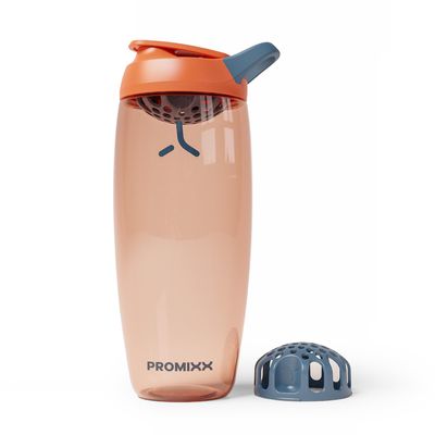 Promixx Pursuit Protein Shaker Bottle 950ml Silent Snap-Fit Mixer for Lump-Free Shakes Leak-Proof BPA-Free Ecozen Gym Shaker with Measurement Marks for Fitness and Travel Burnt Orange