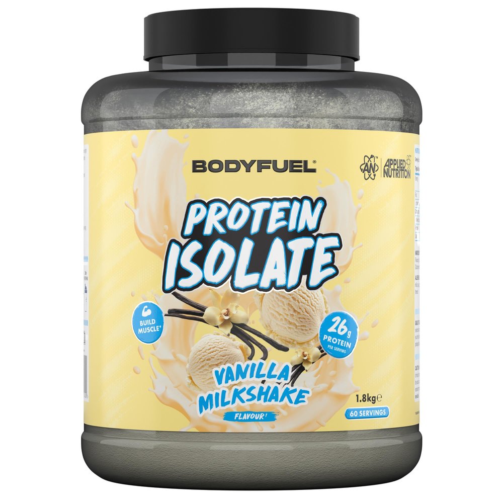 Applied Nutrition BodyFuel Protein Isolate Powder 26g Protein, Whey & Milk Protein Isolate for Muscle Growth & Recovery, Low Sugar Easy Mix Protein Shake (1.8kg 60 Servings) (Vanilla Milkshake)