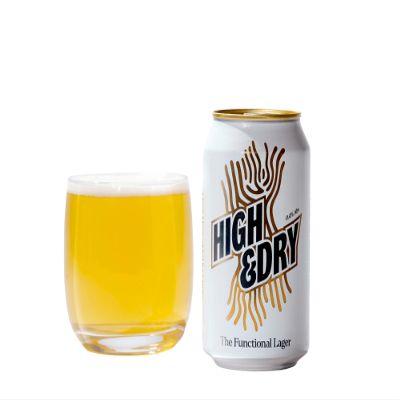 High & Dry | The Functional Lager | 0.4% ABV | Brewed in the UK | Premium Functional Ingredients | Gluten Free | Vegan | 79kcals | 4x330ml cans