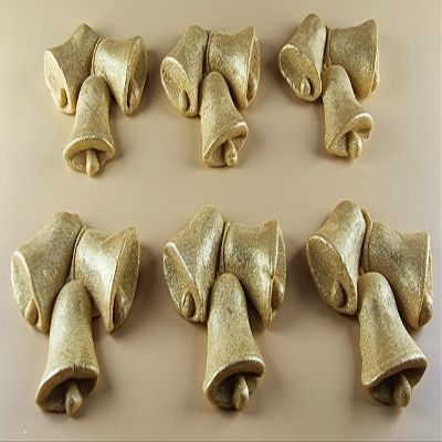6 x Edible 3D 55mm Jingle Bells, Christmas icing toppers, cake cupcakes decorations T095 (Radiant Gold)