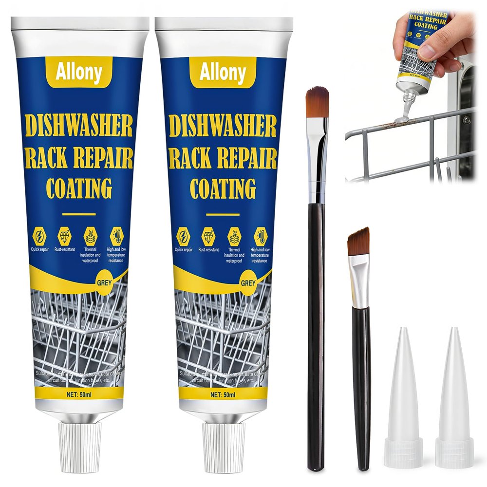 ALLONY Dishwasher Basket Rust Repair, 100 ml Grey Dishwasher Basket Repair Rubber, Rust Protection, Waterproof Seal, High Temperature Resistant, Specially for Dishwasher Basket Repair