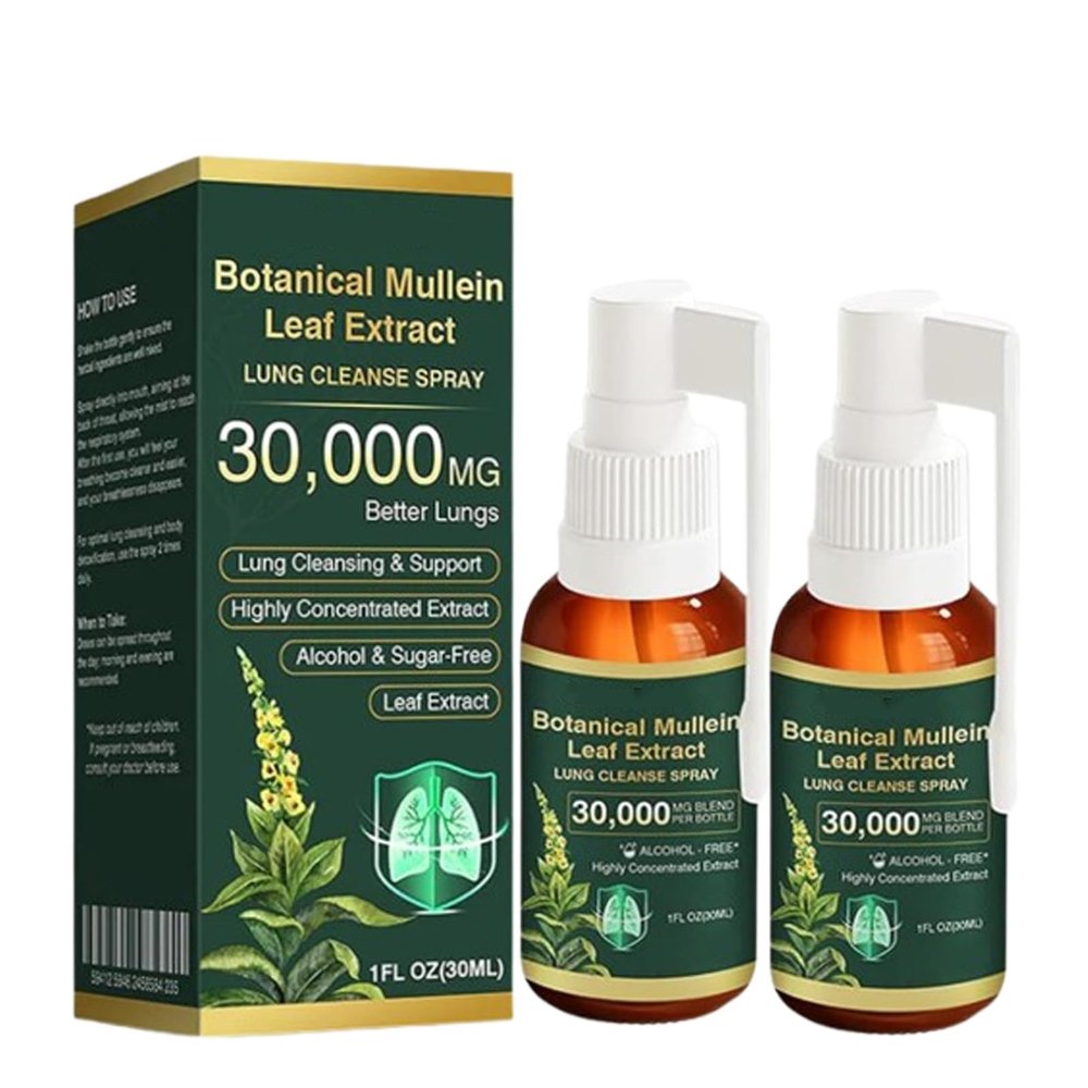 CareBreeze Mullein Spray, CareBreeze Botanical Mullein Leaf Extract Lung Cleanse Spray, Organic Lung Cleansing Mlli Leaf Extract Drops (2pcs)