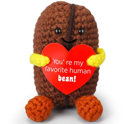 Jenaai Funny Valentines Day Gifts for Coffee Lovers Wife Husband Boyfriend Girlfriend Birthday Ideas, Handmade Crochet Coffee Bean Positive Small Cute Crochet Gifts for Friends