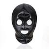 dPois Unisex Latex Shiny Metallic Opened Mouth Show Eyes Face Mask Cosplay Costume Hood Headgear 4#Black F One Size view 1