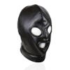 dPois Unisex Latex Shiny Metallic Opened Mouth Show Eyes Face Mask Cosplay Costume Hood Headgear 4#Black F One Size view 2