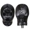 dPois Unisex Latex Shiny Metallic Opened Mouth Show Eyes Face Mask Cosplay Costume Hood Headgear 4#Black F One Size view 4
