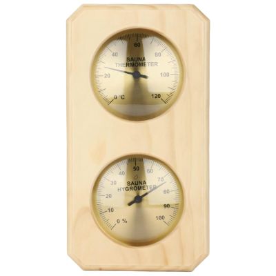 BOSREROY Temperature & Humidity Gauge for Sauna: Pine-Framed Dual Display