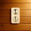BOSREROY Temperature & Humidity Gauge for Sauna: Pine-Framed Dual Display view 3