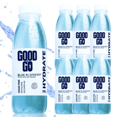 GoodToGo Hydration - Electrolyte Drink with Ginkgo Biloba | 6 x 330ml Bottles Blue Raspberry | Sugar-Free, Caffeine-Free, Vegan | Sports Rehydration & Recovery, Hydration Tablet Alternative