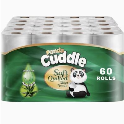 60pk Toilet Rolls Aloe Vera Scented 3-Ply Soft Quilted Toilet Tissue - (12 x 5, Total 60 Rolls) Soft, Fresh & Luxurious Comfort