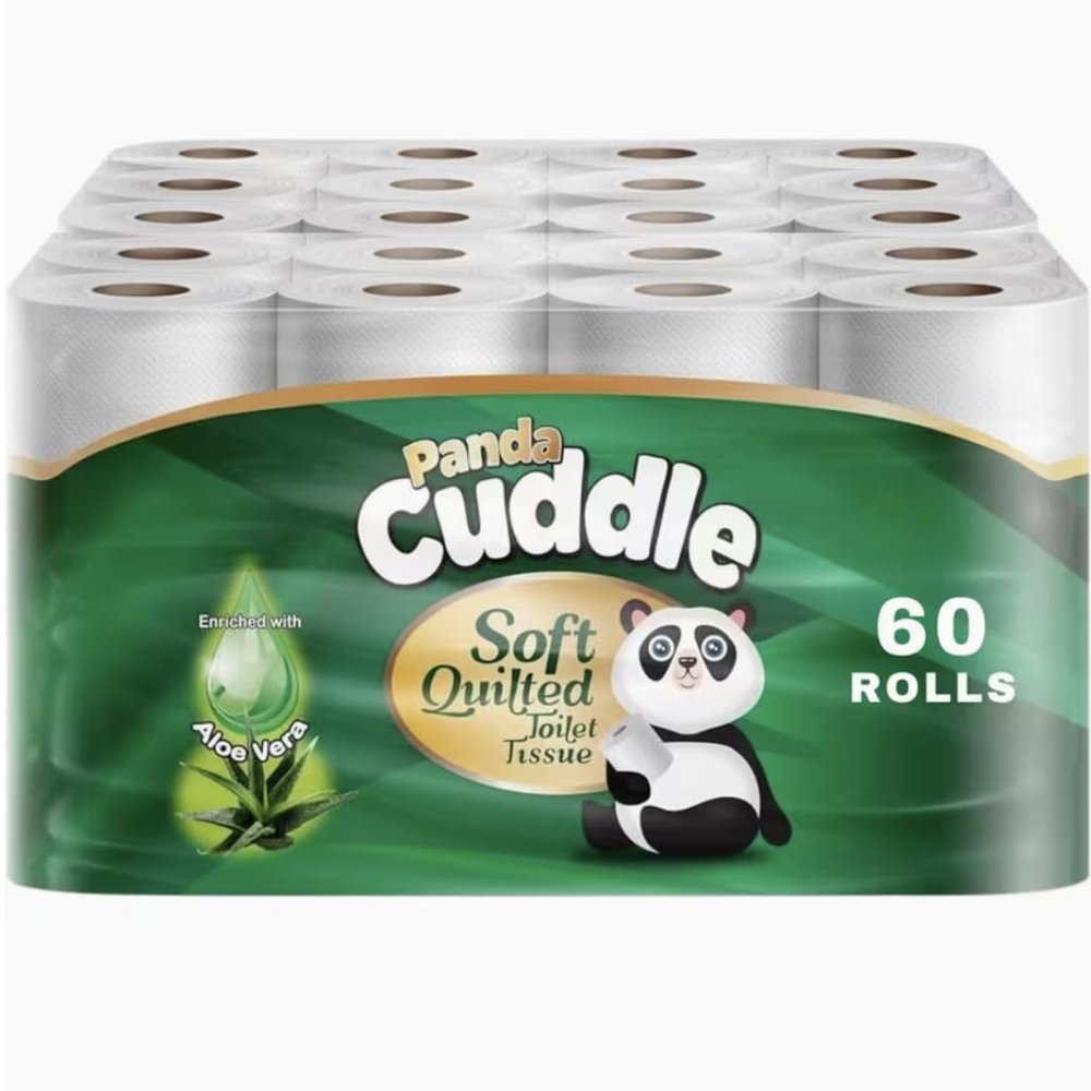 60pk Toilet Rolls Aloe Vera Scented 3-Ply Soft Quilted Toilet Tissue - (12 x 5, Total 60 Rolls) Soft, Fresh & Luxurious Comfort