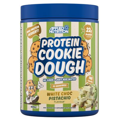 Applied Nutrition Protein Cookie Dough 400g High Protein Snack, Over 22g of Protein Per Serving, Ready-to-Eat Low Calorie, Healthy Treat (400g 10 Servings) (White Choc Pistachio)