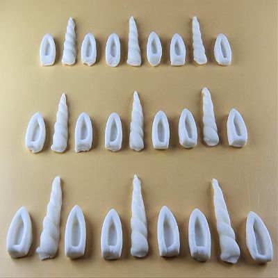 27 Peice Edible 3D Unicorn Horns and Ears Set icing toppers, cake cupcakes decorations T098 (Ivory)