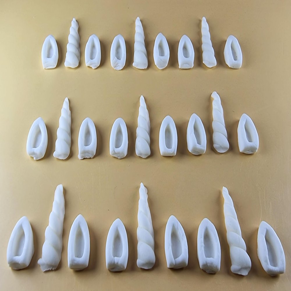 27 Peice Edible 3D Unicorn Horns and Ears Set icing toppers, cake cupcakes decorations T098 (Ivory)