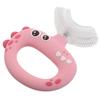 Gatuida U-Shaped Silicone Toothbrush for Ages 0-3 with Soft Bristles, Pink Dinosaur Design, 360-degree Whole Mouth Cleaning Brush for Oral Care view 1