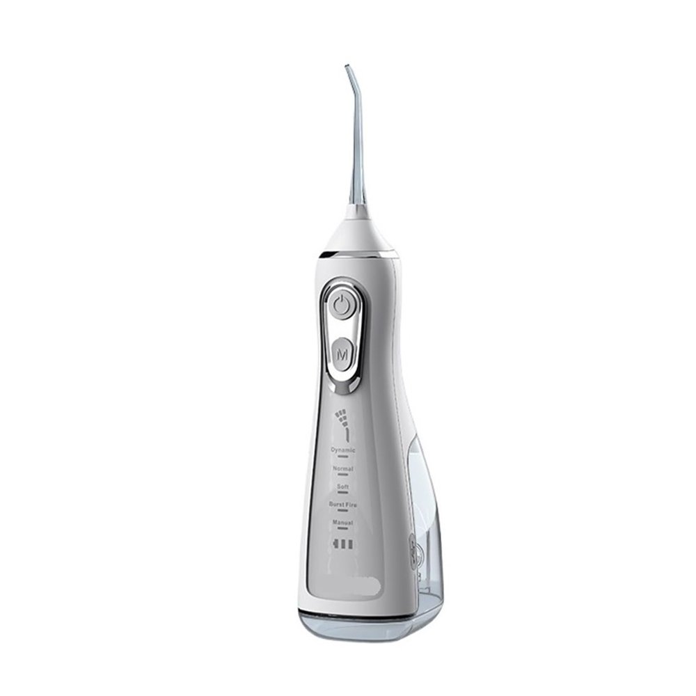 Portable Dental Oral Irrigator 4 Nozzles Jet 300ml Tank(White)