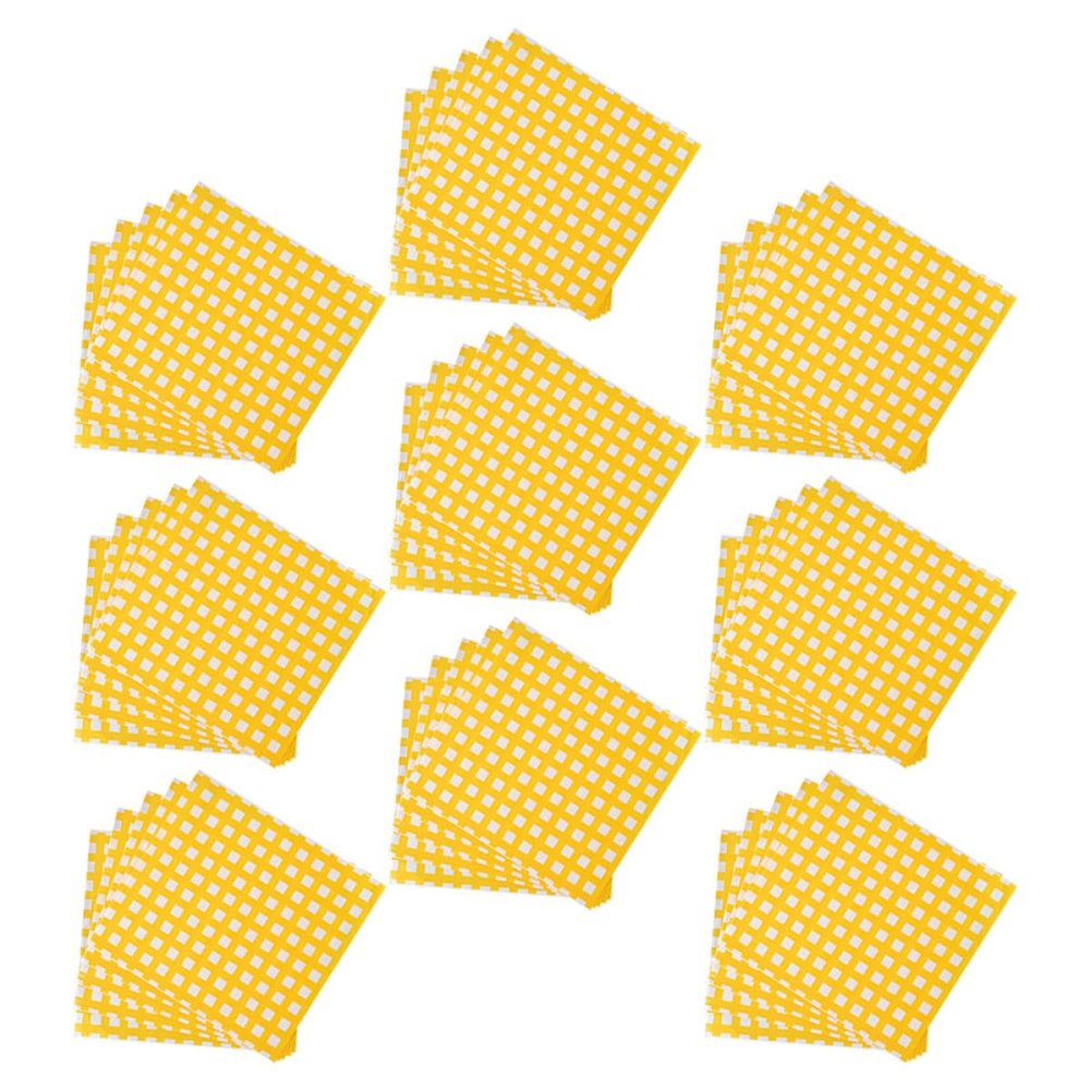 BESPORTBLE 100pcs Yellow Gingham Sandwich Wrapping Paper Oil-Absorbing Greaseproof Food Packing Sheets for Snacks and Fried Food Packaging in Kitchen and Dining