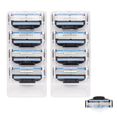 8 Pcs Razor Blades Refills with M-a-c-h-3, Razor Blades Men with 3-Layered and Double Lubrication Strip, Manual Shaver Blade for Daily Use