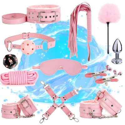 12 Piece Pu Fitness Bedroom Set For Physical Training, Portable Fitness Set For Endurance Training, With Sleep Goggles And Nylon Rope - D8 Pink