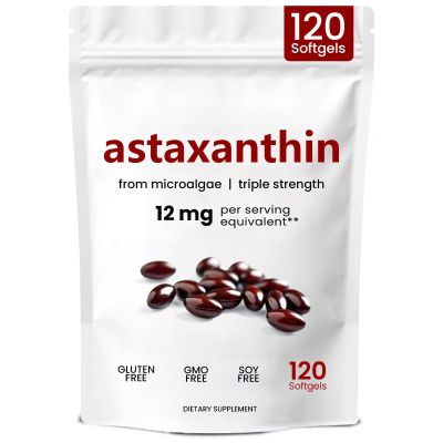 Astaxanthin Softgels, Triple Strength Astaxanthin 12mg, Premium Astaxanthin Supplements 120 Softgels,Astaxanthin Antioxidant Supplements for Skin, Eyes, and Joint Healthy | Non-GMO (1)