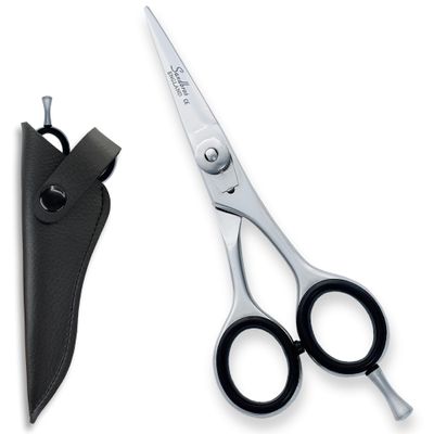Sandbros Moustache Scissors for Beard & Moustache Hair Trimming | 4.5" Small Sharp Stainless Steel Scissors for Ear & Nose Hair Removal with Leather Pouch