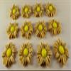 12 x Edible 3D 30mm Daisies Daisy flowers icing toppers, cake cupcakes T117 (Honey Gold) view 1