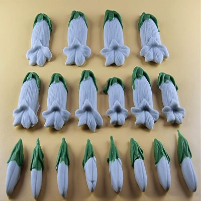 18 x Edible 3D 55mm Bluebell flowers icing toppers, cake cupcakes T119 (Grey SIlver)