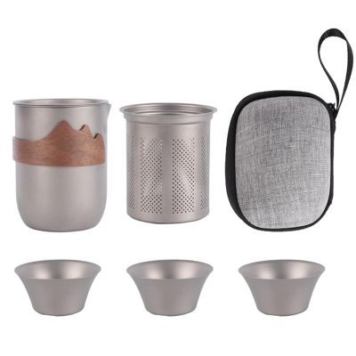 Generisch Titanium Tea Set for Camping, Outdoor Tea Set with Strainer for Hikers Camping Picnic Garden Fishing Outdoor Music Festivals Patio Home Office