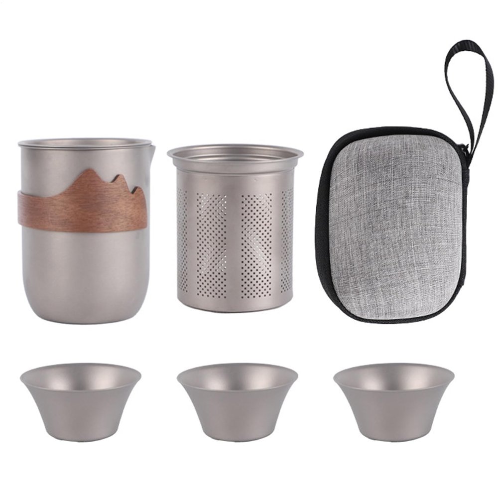 Generisch Titanium Tea Set for Camping, Outdoor Tea Set with Strainer for Hikers Camping Picnic Garden Fishing Outdoor Music Festivals Patio Home Office