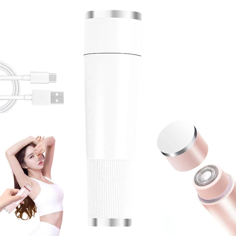 Electric Intimate Hair Trimmer - Instant Gentle Hair Removal, Bikini Trimmer with LED Light, Rechargeable Painless Personal Shaver, Waterproof Electric Razors for Face, Legs, Underarms (White)