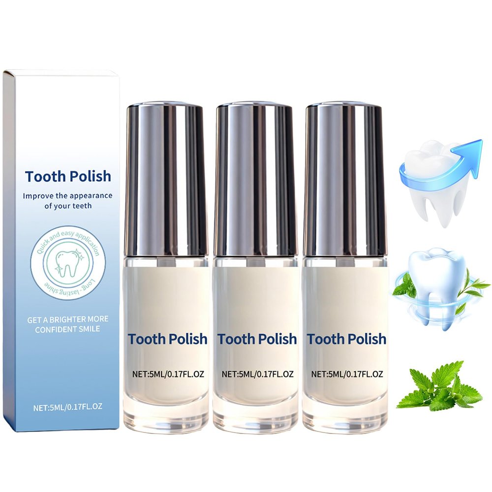 Bettinay 3 Pcs Tooth Polish Set, Long Lasting Natural Teeth Whitening Paint for Teeth Stain Removal, Portable and Easy to Use