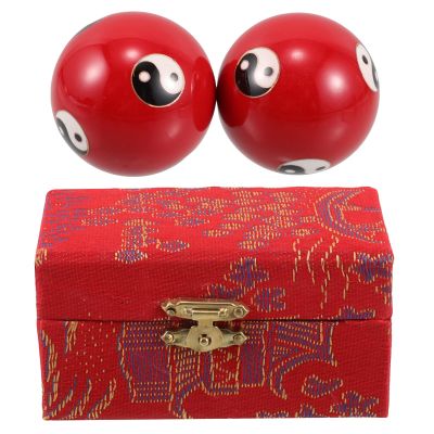 CALLARON Chinese Hand Exercise Balls for Hand Therapy with Soothing Sound Enamel Material Red Colour Includes Present Box for Elderly and Massage