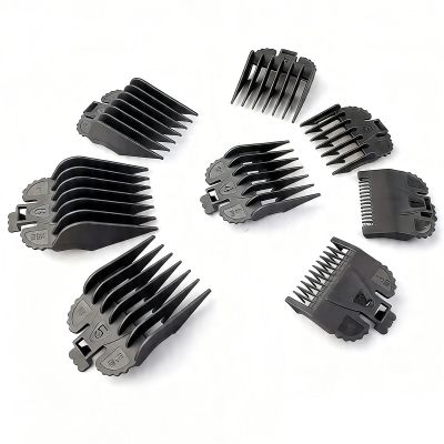 8 PCS Hair Clipper Guards, Hair Clipper Comb Replacement Guards Set, Hairs Trimmer Guards Limit Comb Replacements Compatible with Wahl and Most Clippers for Adults, Children, Pets (Black)