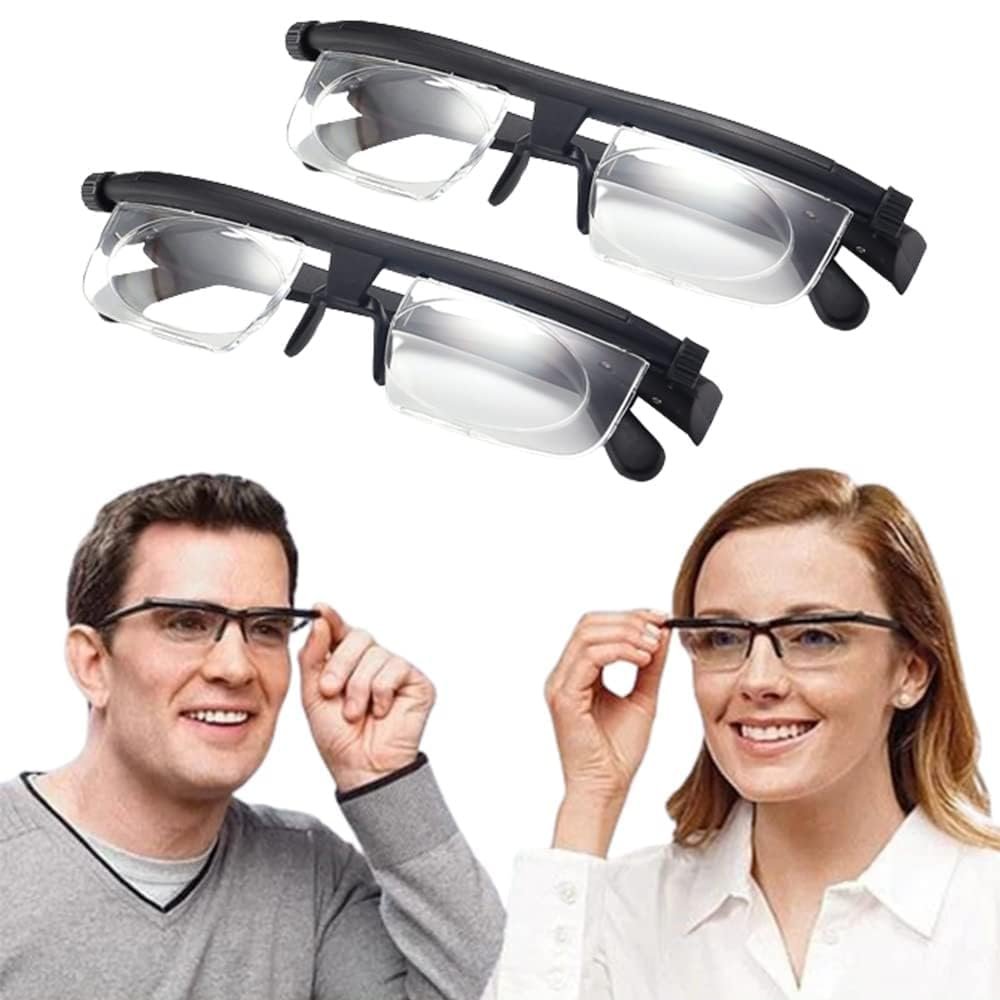 Adjustable Focus Glasses Dial Vision Near and Far Sight, HD Zoom Adjustable Degree Reading Glasses, Distance Reading Glasses for Men Ladies Elderly (2Pcs)