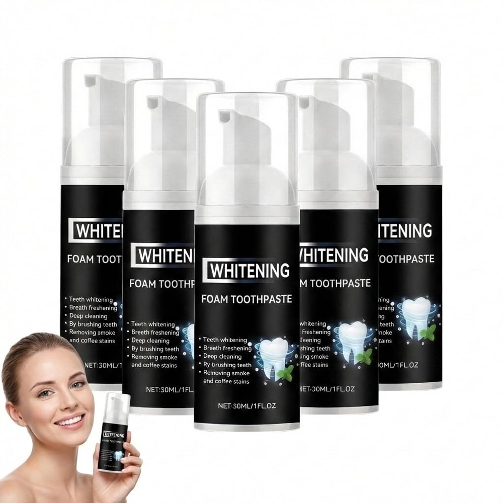 Teeth Whitening Mousse Foam, Deep Cleaning and Breath Freshening Mousse Foam, Long-Lasting Fresh Breath and Enamel Protection Toothpaste, Daily Oral Care for Home Use, Sensitive Teeth Care (5PCS)