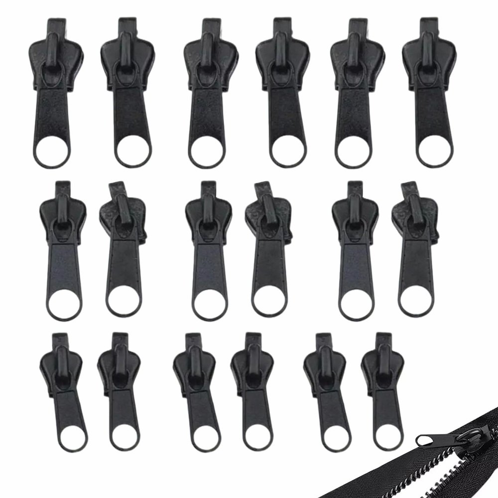 18 PCS Zipper Replacement Kit, Removable Zip Fixer Slider Set, 3 Sizes Universal Zip Repair for Bags Jackets Clothing