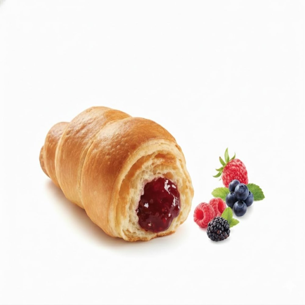 Croissant Forest Fruit Mix Soft Baked Pastry with Mixed Berry Filling, Flaky European Croissant with Raspberry & Blueberry Cream, Sweet Snack for Breakfast, Tea Time, Dessert & On-the-Go Indulgence