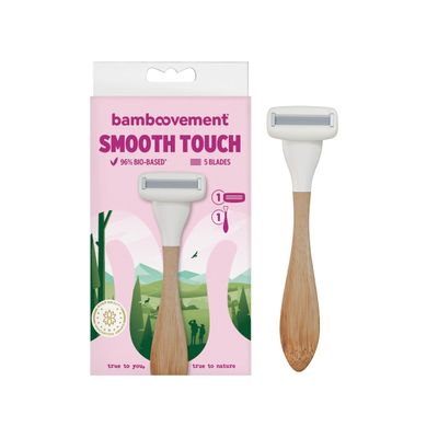Bamboovement Smooth Touch Women's Razor - Gentle on Skin, Bamboo Handle, 5 Swedish Steel Blades, Flexible Head, Refillable