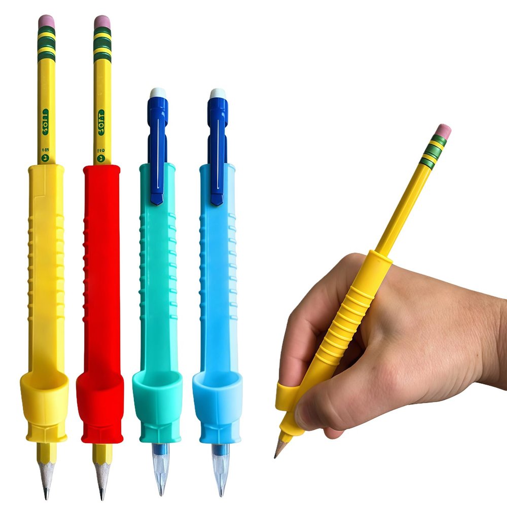 4Pcs Textured Silicone Writing Grips Improve Handwriting Skills Sensory Fidgets Toy for Kids and Children, Multicolor Kids Writing Aid Grip Trainer