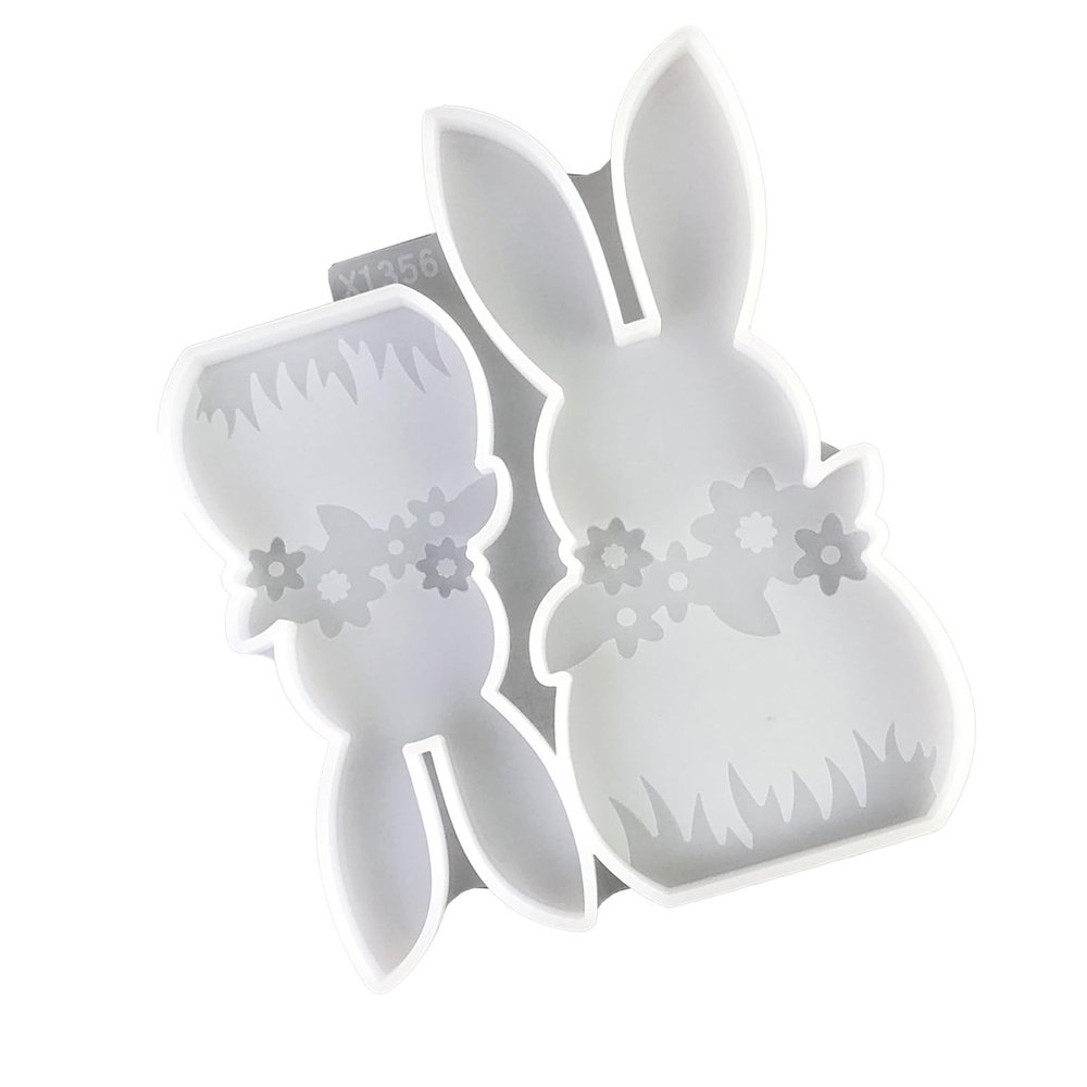 Rabbits Shaped Silicone Easy Cleaning Detailed Easters Making Supplies Rabbits for