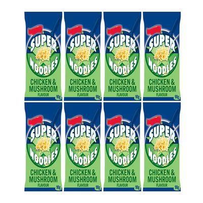 Super Noodles Chicken & Mushroom Flavour Dried Noodles, 90g,Pack Of 8