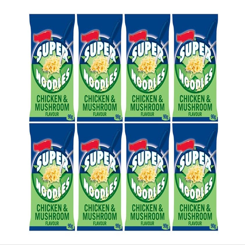 Super Noodles Chicken & Mushroom Flavour Dried Noodles, 90g,Pack Of 8