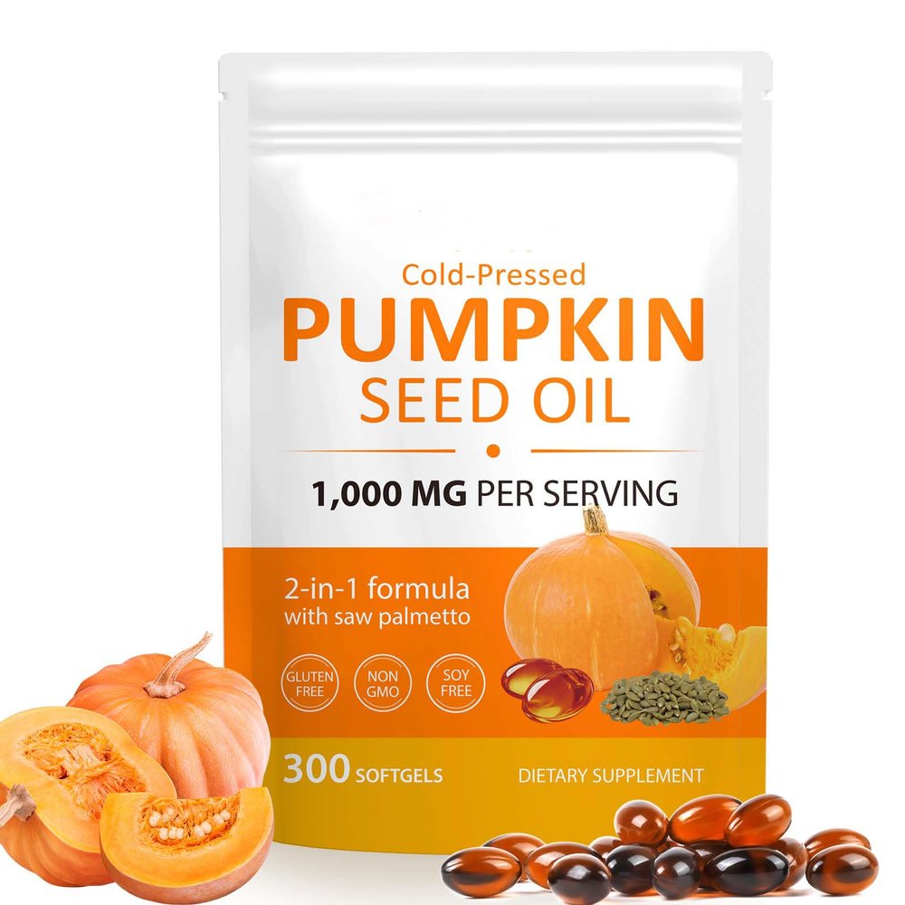 300 PCS Pumpkin Seed Oil Capsules,Pumpkin Seed Extract (3000mg per 3 Soft Gel Serving) | 2 in 1 Pumpkins Seed Oil for Hair Growth, Cold Pressed, Supports Hair, Heart, Skin Supplement