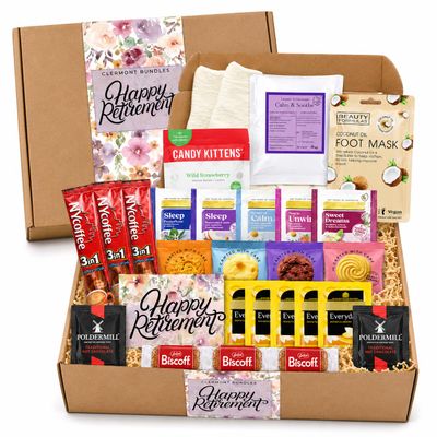 Retirement Gifts for Women. Leaving Gift - Happy Retirement Gifts for Women Teachers Nurses Boss Friends Mom Grandma. Hamper With Comforting Gift. Packed With Chocolate, Sweets, Foot Mask