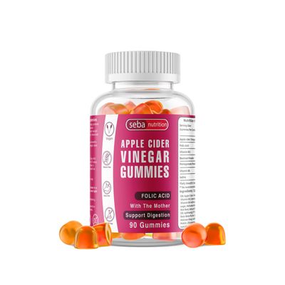 Apple Cider Vinegar Gummies with The Mother 1000mg ACV per Serving Folic Acid, Vitamin B12, B6, Beetroot, Pomegranate Vegan, Gluten-Free, Non-GMO 90 Gummies Seba Nutrition
