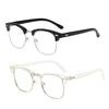 2 PCS Blue Light Blocking Glasses, Half Frame Clear Lens Glasses Vintage Metal Frame Eyeglasses Retro Eyeglasses Anti Glare UV400 Fatigue Lightweight for Work Playing Games Playing Computer Men Women